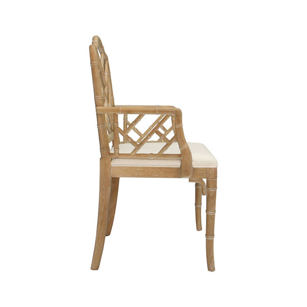 Cerused Oak and White Linen Dining Armchair, image 2